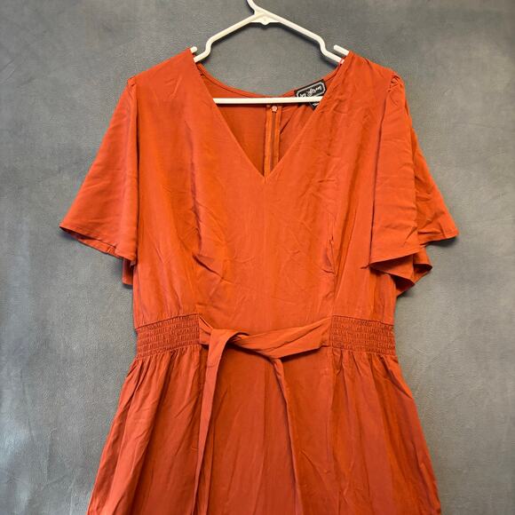 Ivy Street Plus Size Rust Wide Leg Jumpsuit 1X Boho Pantsuit Modern Boho Chic - Picture 2 of 9